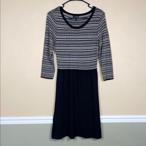 The Limited Women’s Wool Blend Striped Knit 7/8 Sleeve A-Line Sweater Dress